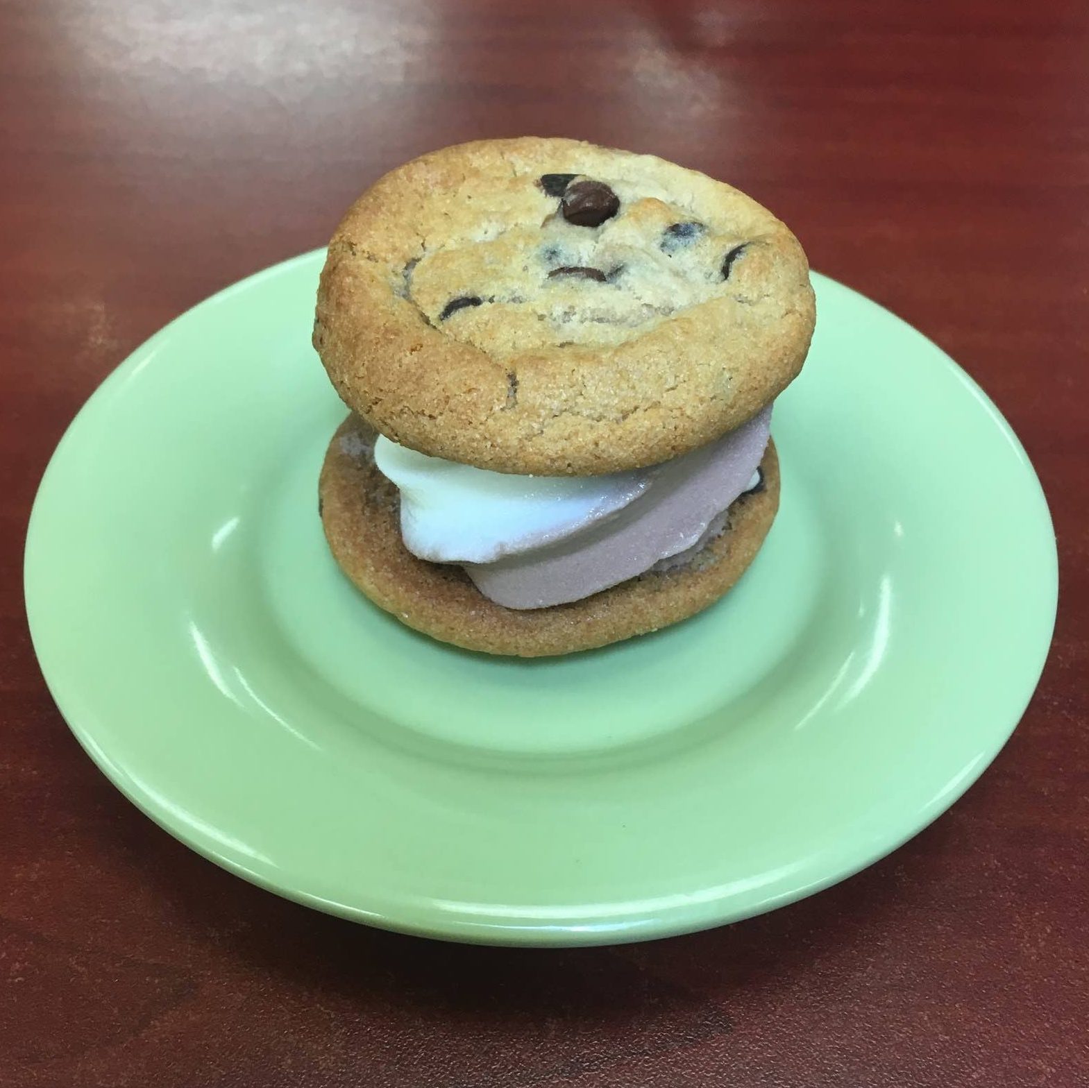 Homemade ice cream sandwich from the secret menu at Bradley University. 