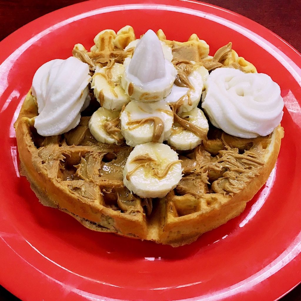 Peanut Butter Banana Waffle from the secret menu at Bradley University. 